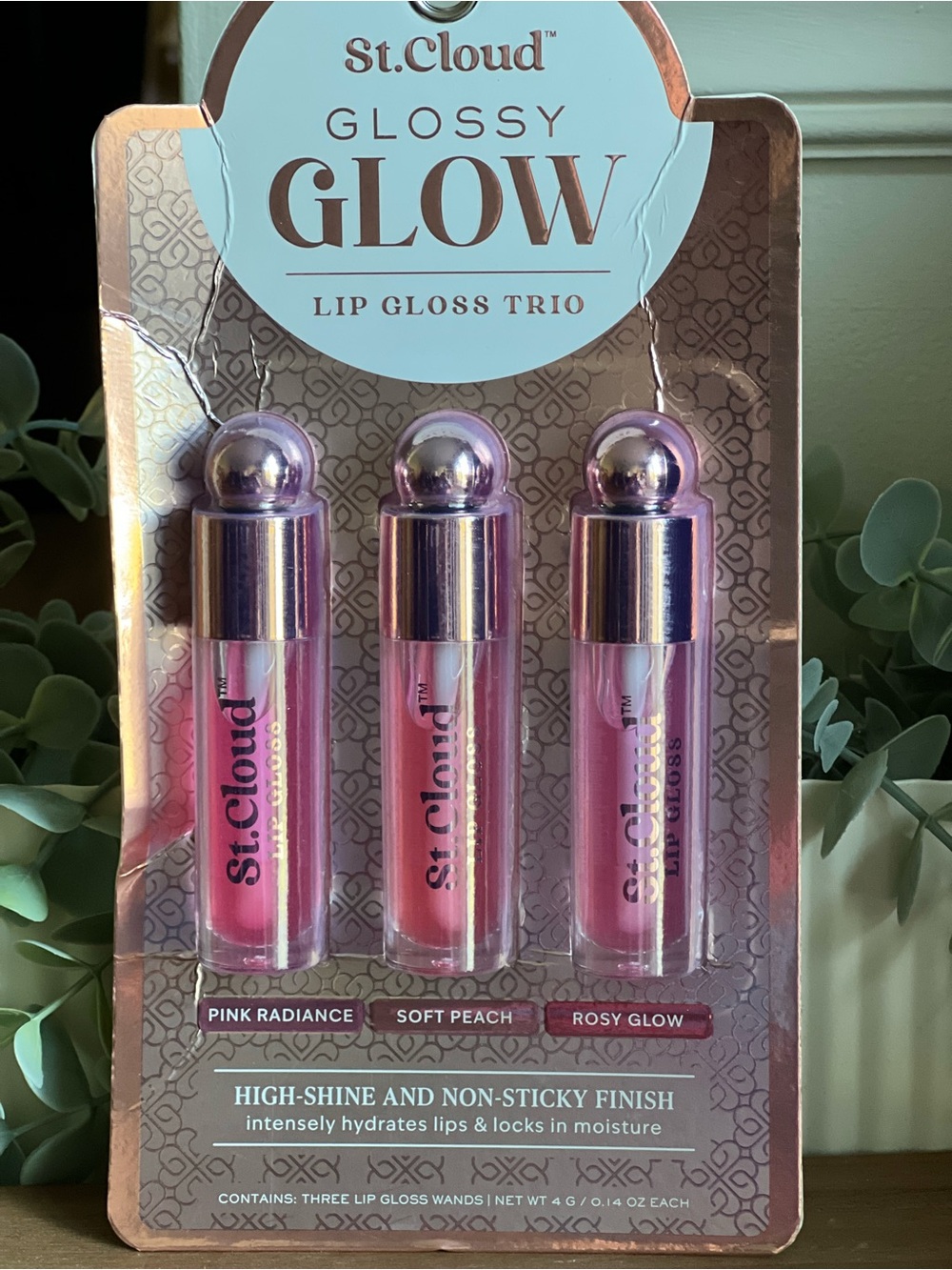 Glossy Glow Lip Gloss Trio - Pink Radiance, Soft Peach, Rosy Glow